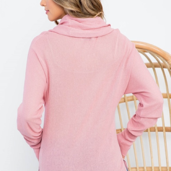 Pink long sleeve cowl neck knitted tunic top. Lightweight. NEW!πΈ - Picture 13 of 15